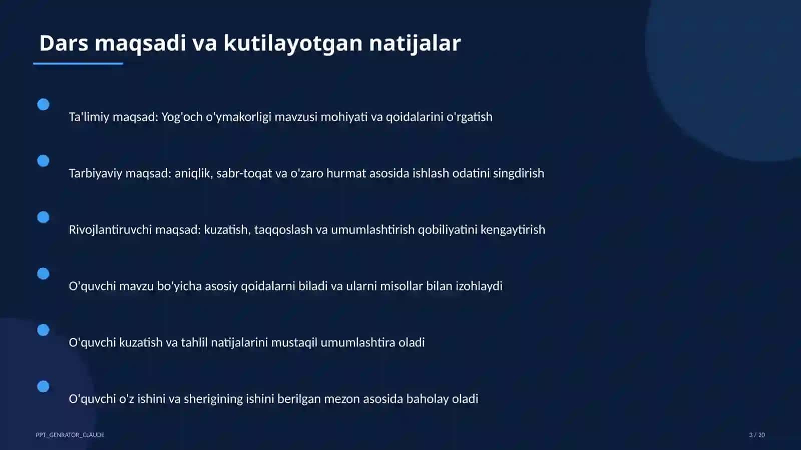 Yog'och o'ymakorligi (7-sinf) 3