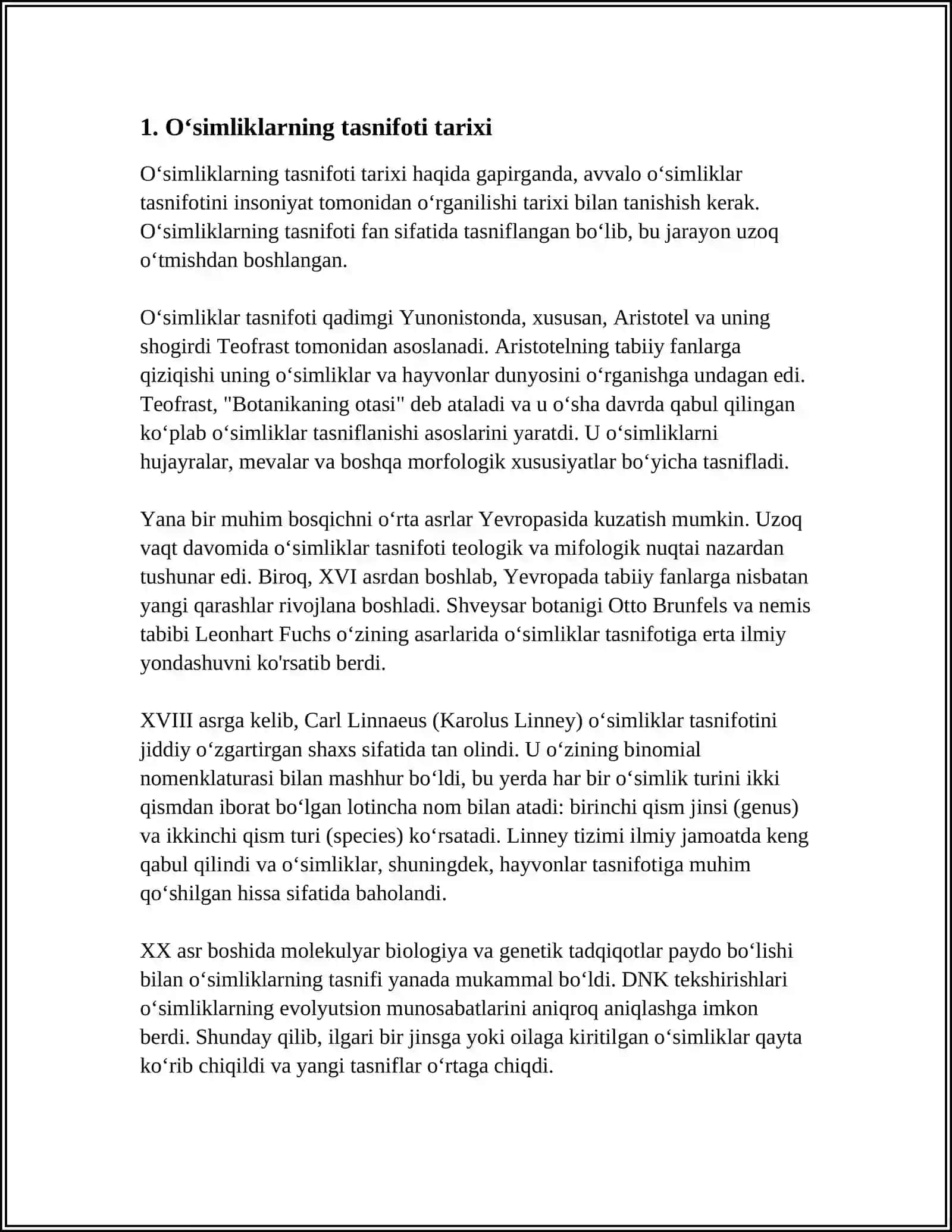 YUKSAK OʻSIMLIKLARNING TAKSONOMIK TARIXI 3