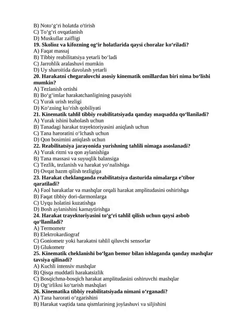 Reabilitatsiya asoslari, fizioterapiya va massaj fanidan 3