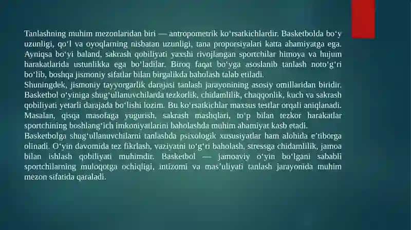 Basketbol o’yinida shugillanuvchilarning o’yin maxoratini oshirish 3