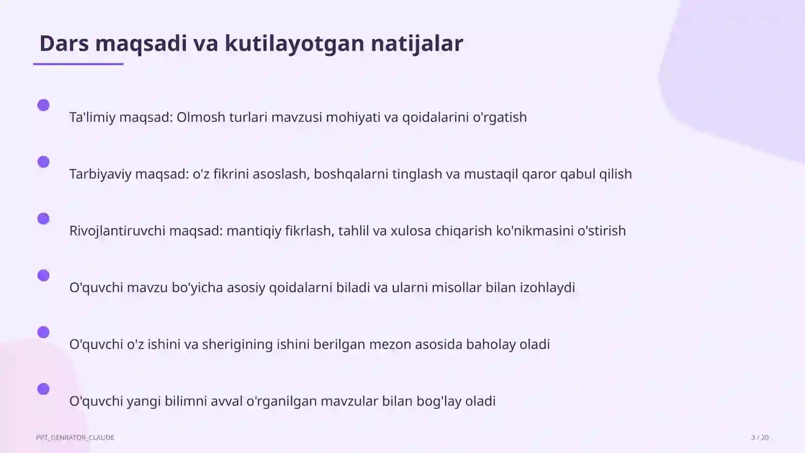 Olmosh turlari (6-sinf) 3