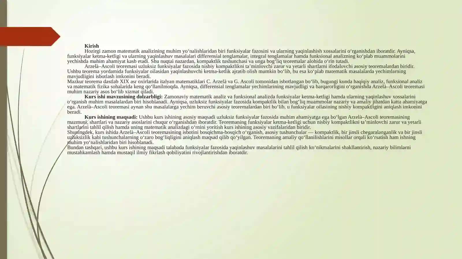 Uzluksiz funksiyalar fazosi va kompaktlik 3