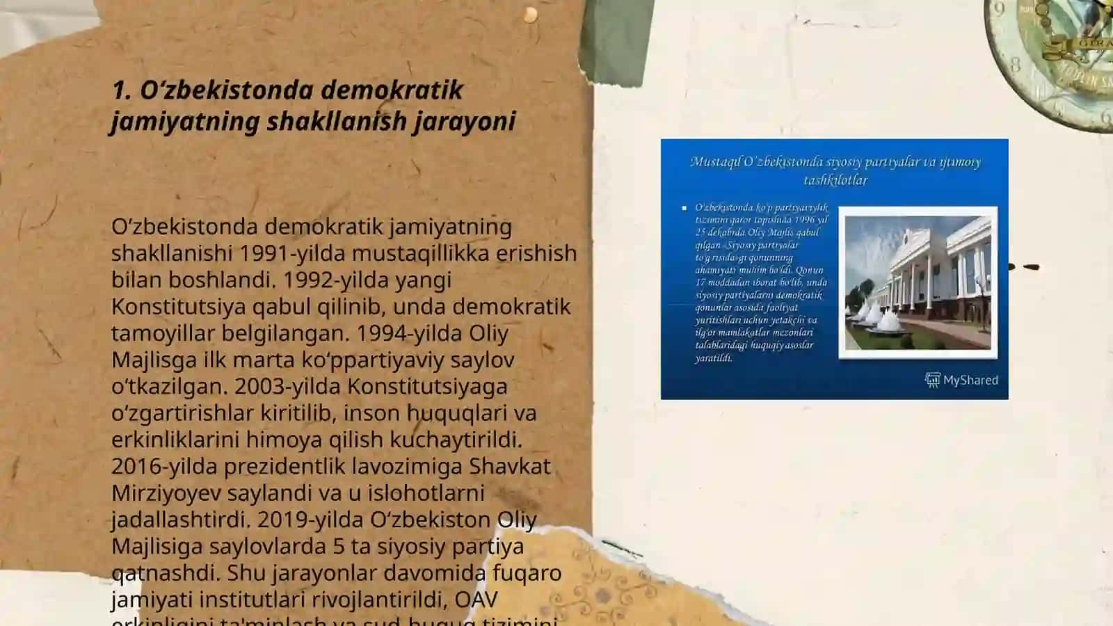 O‘ZBEKISTONDА DEMOKRАTIK, FUQАROLIK JАMIYATI АSOSLАRINING SHАKLLАNIShI, АMАLGА OSHIRILGАN SIYOSIY ISLOHOTLАR 3
