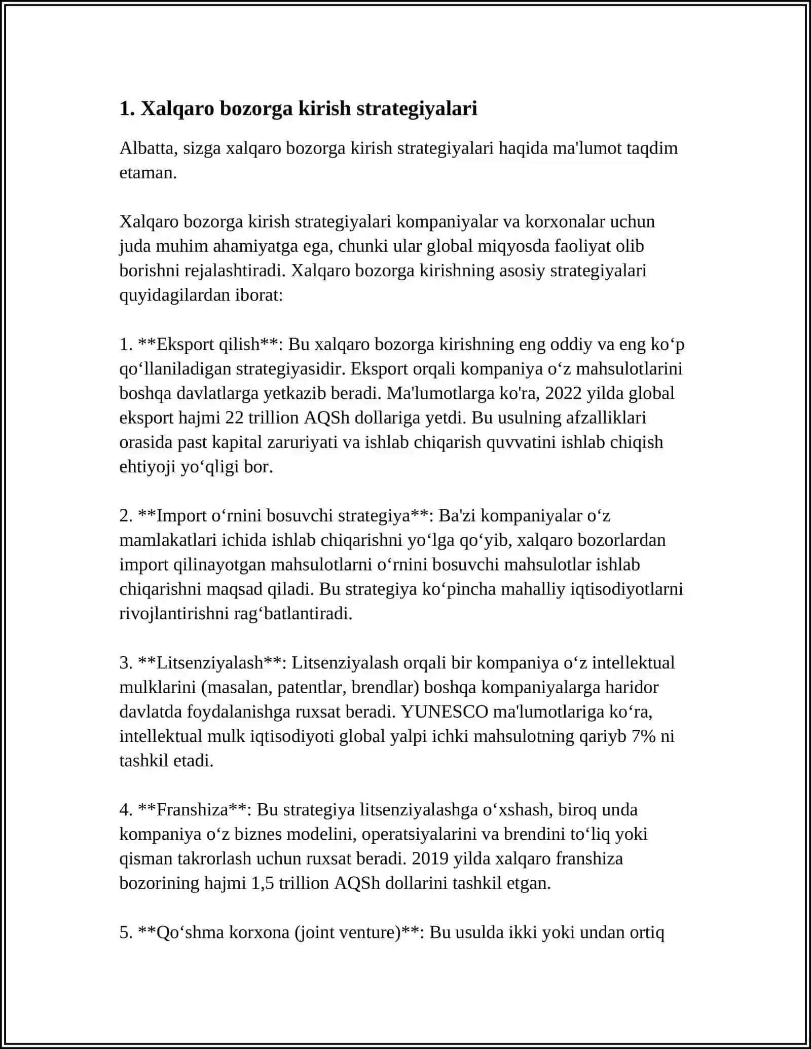 XALQARO BOZORGA YO'NALTIRILGAN MARKETING XIZMATINI YARATISH 3