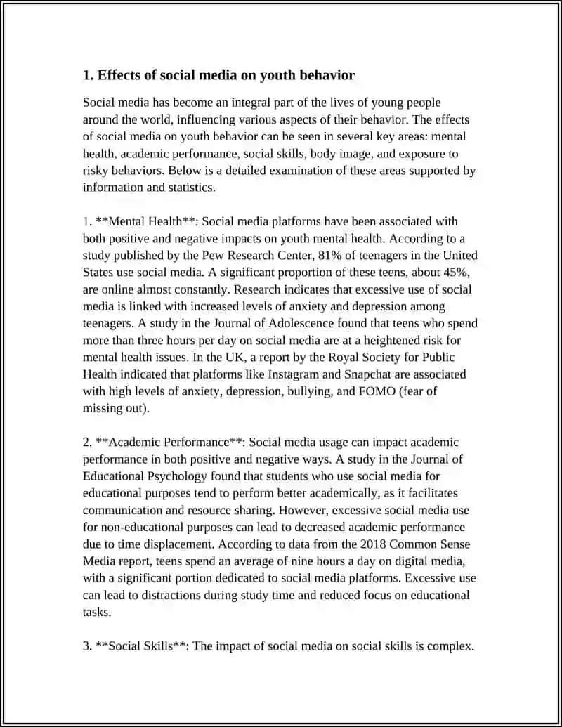 EFFECTS OF SOCIAL MEDIA ON YOUTH BEHAVIOR 3