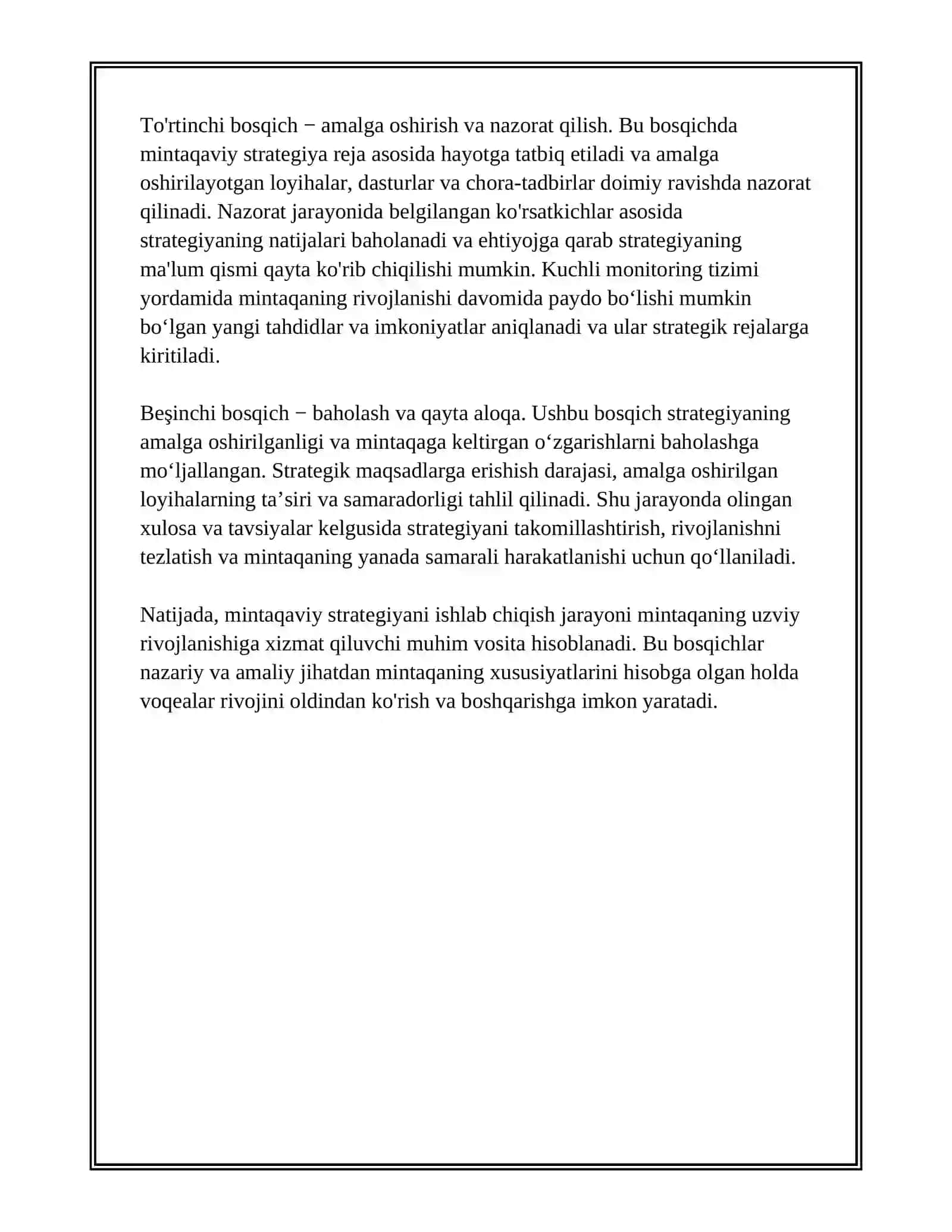 Mintaqaviy strategiyalarni ishlab chiqish bosqichlari 3
