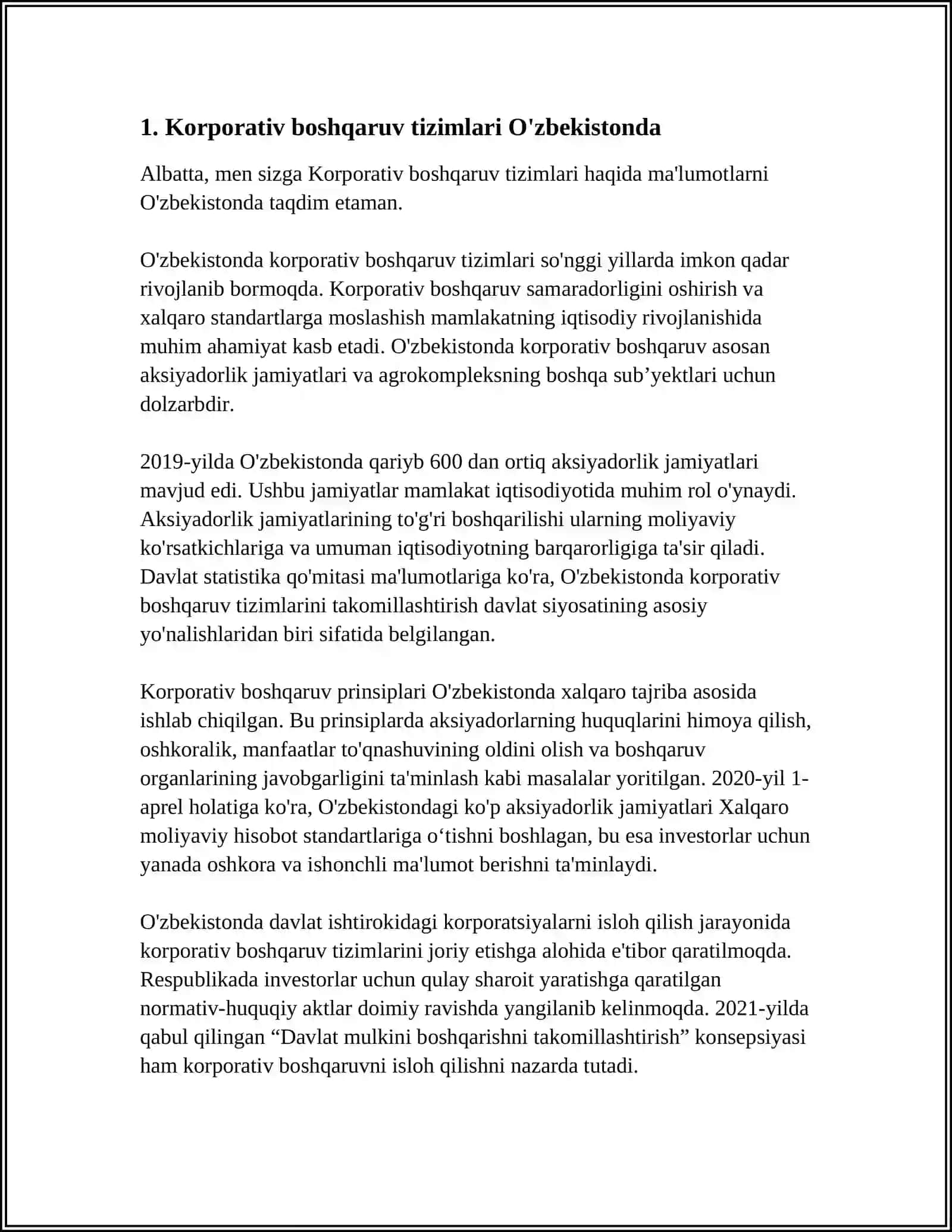 O'ZBEKISTONDA KORPORATIV MUNOSABATLARNING O'ZIGA XOS XUSUSIYATLARI 3