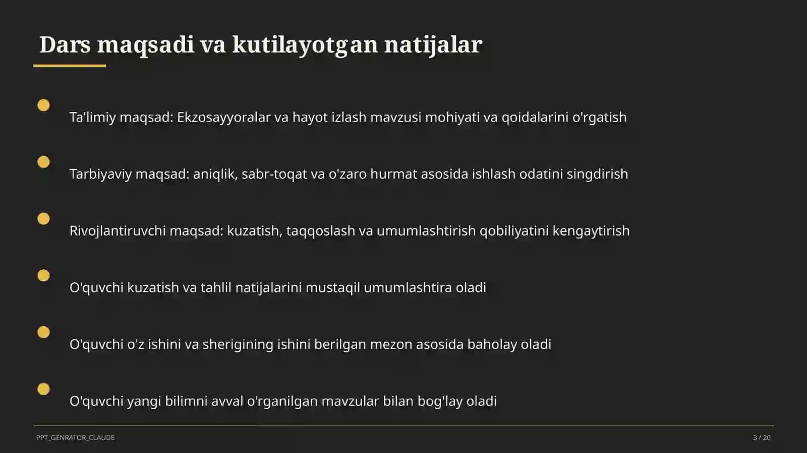 Ekzosayyoralar va hayot izlash (11-sinf) 3