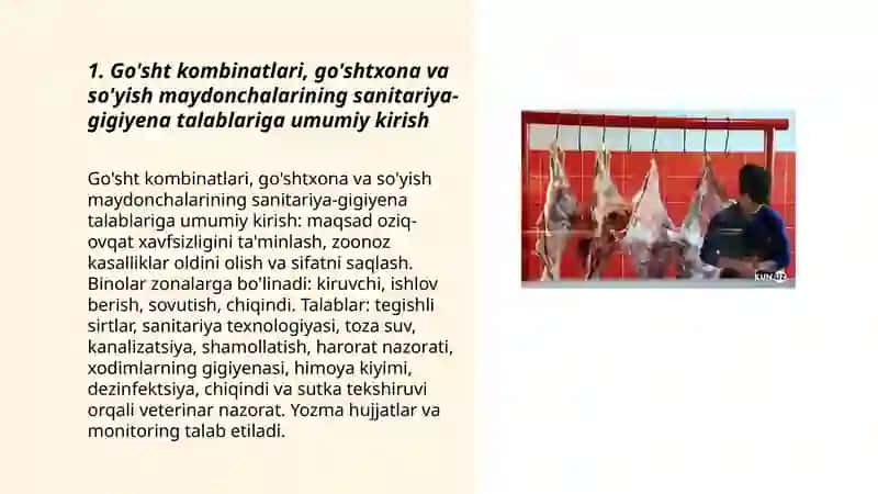 Go'sht kombinatlari, go'shtxona va so'yish maydonchasining veterinariya sanitariyasi 3