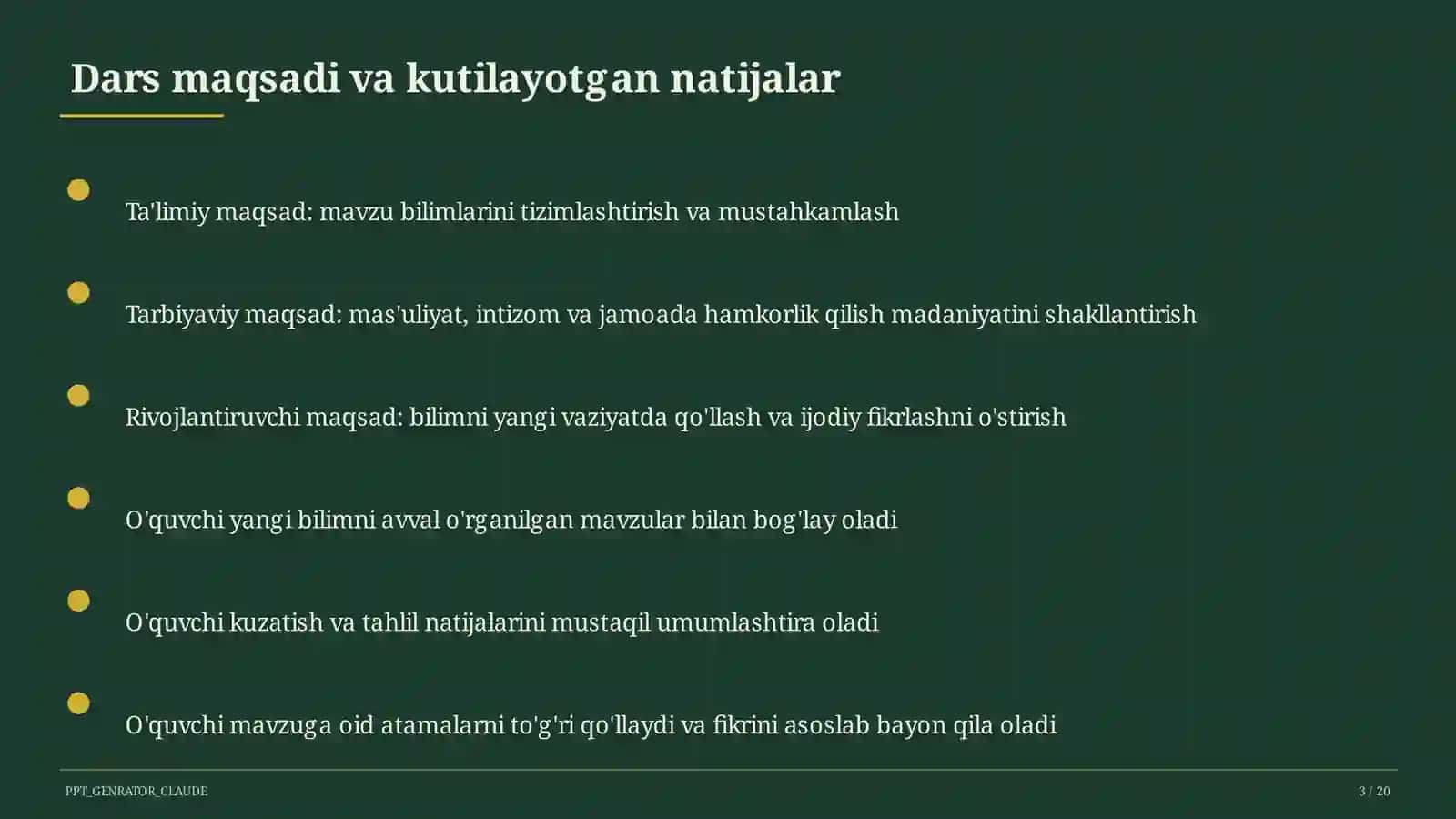 Dolzarb mavzular — maktab va o'qituvchilar (2026) — metodik birlashma uchun 3