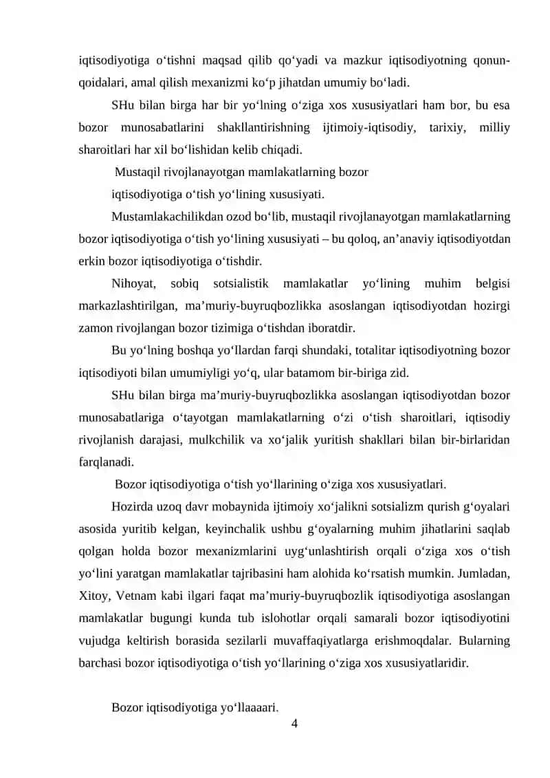 O’ZBEKISTON RESPUBLIKASI BOZOR MUNOSABATLARIGA O’TISH KONSEPSIYASI VA STRATEGIYASI 3