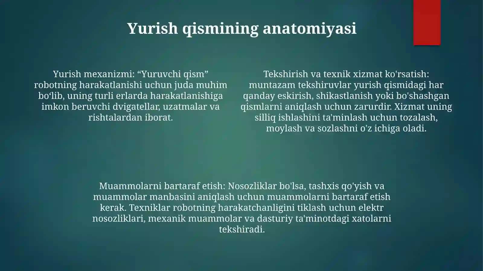 Yurish Qismga TexnikXizmatKo'Rsatish 3