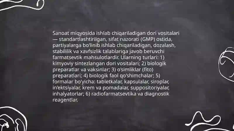 Sanoat miqyosida ishlab chiqariladigan dori vositalari 3