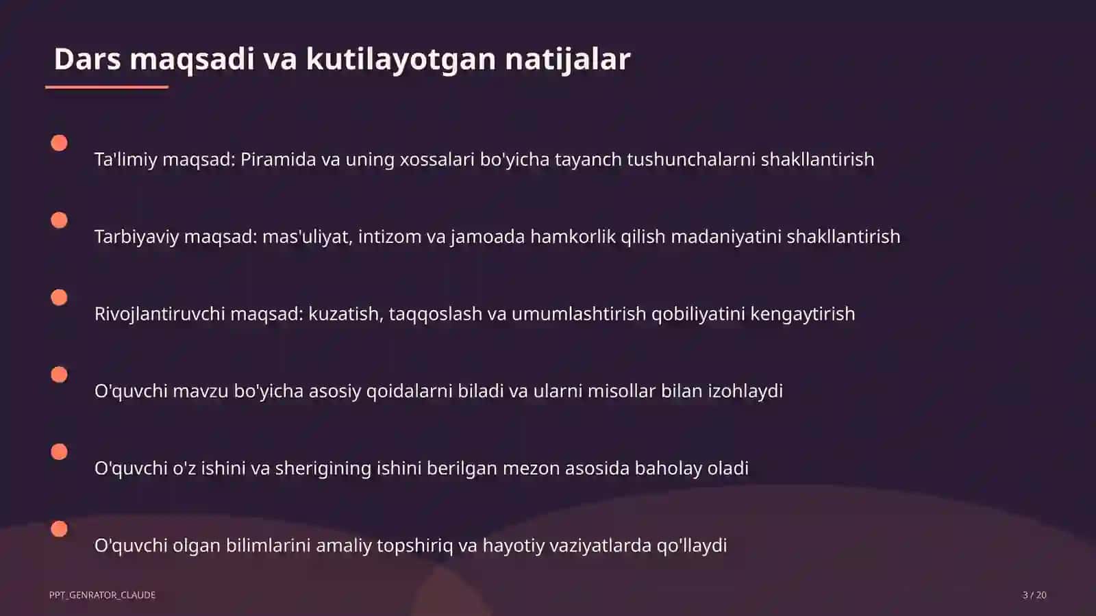 Piramida va uning xossalari (10-sinf) 3