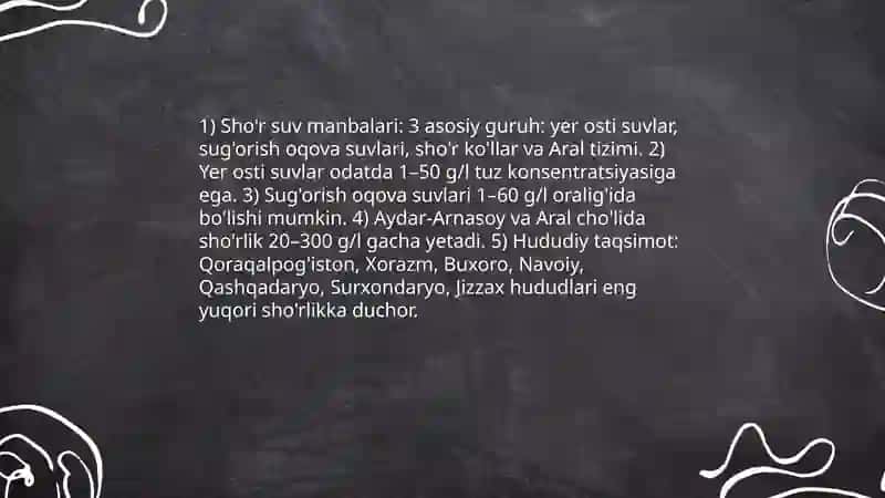 Sho'r suvlarni chuchuklashtirish g'oyasi 3
