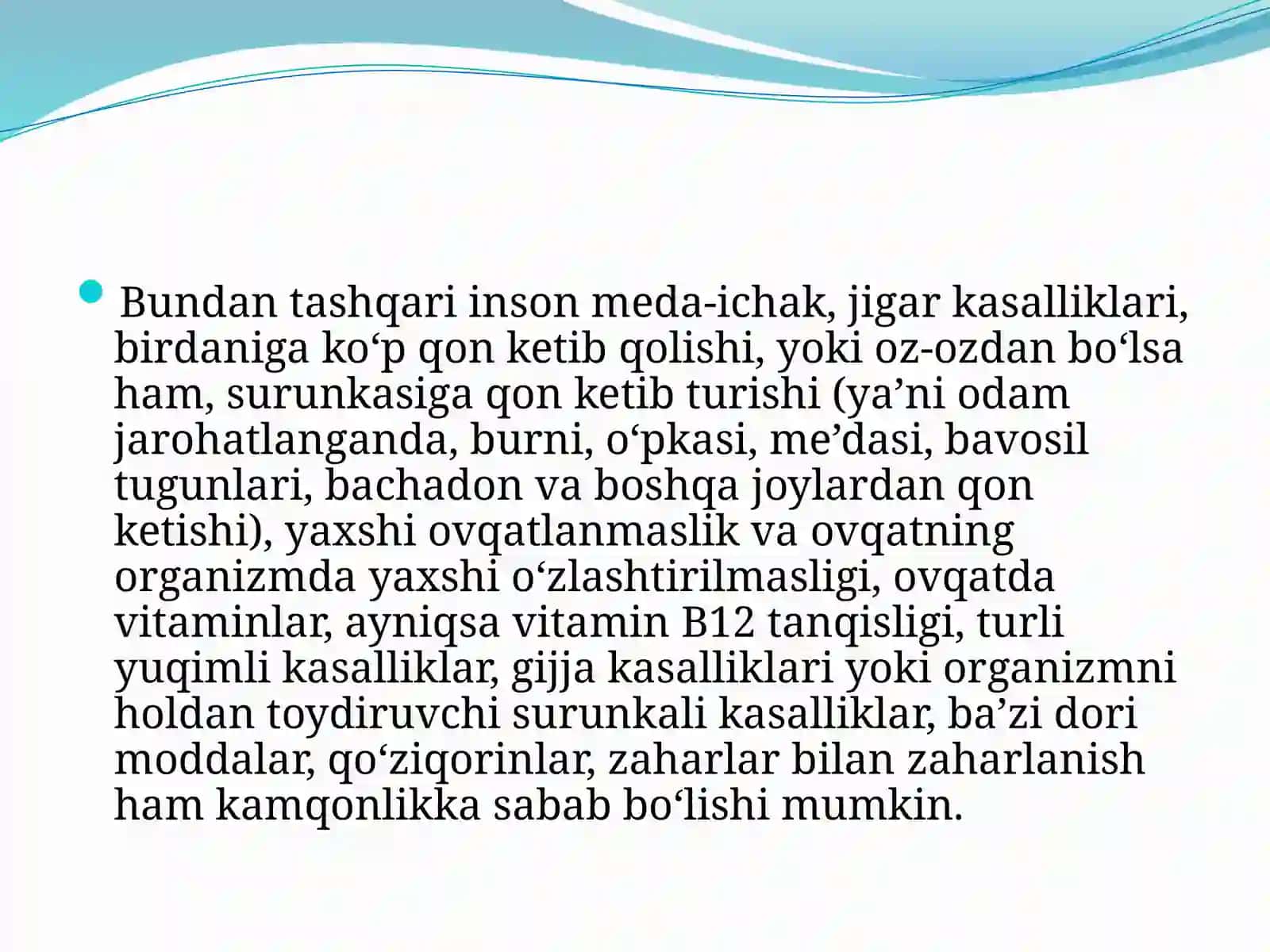 Kamqonlik turlari va kelib chiqish sabablari 3
