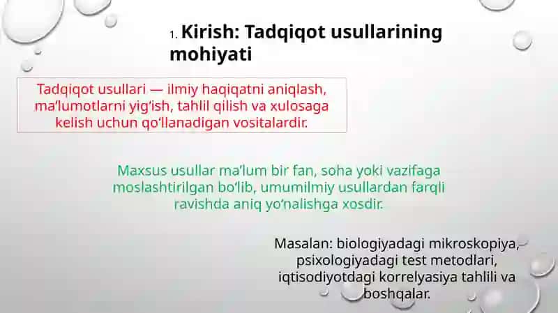 TADQIQOT USULLARI VA KO’NIKMALARI FANIDAN TAYORLAGAN TAQDIMOTI 3