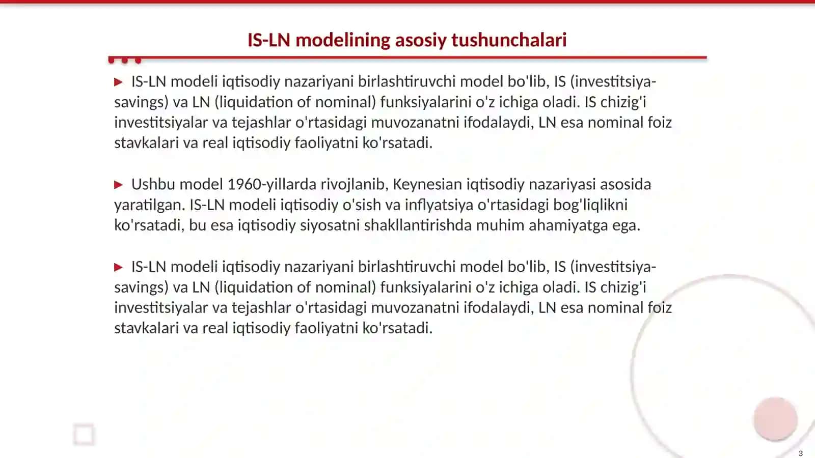 IS-LN modeli 3