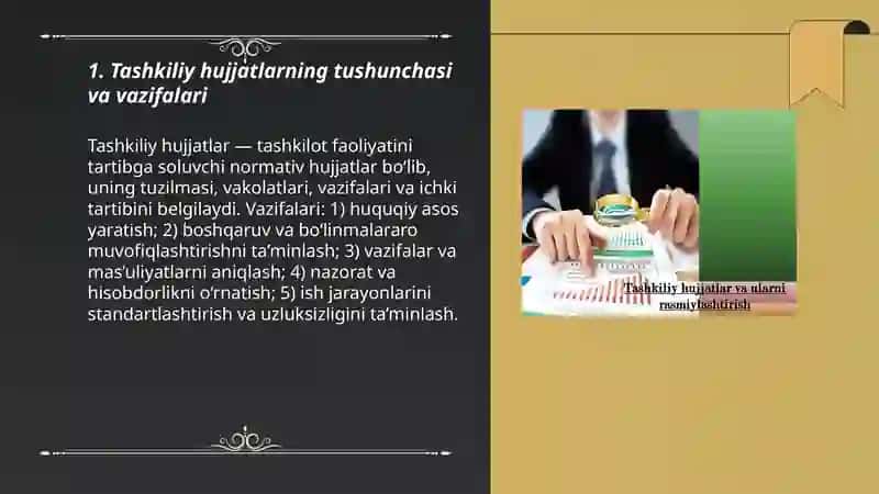 Tashkiliy hujjatlarning tushunchasi va vazifalari 3