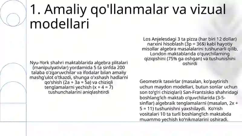 Konsentrlar bo'yicha algebra elementlari 3