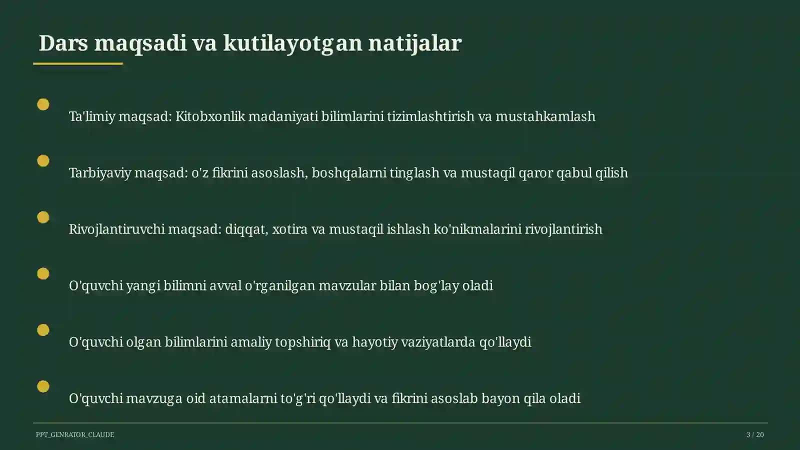Sinf soati va tarbiyaviy tadbirlar (1–11) — o'qituvchilar uchun 3