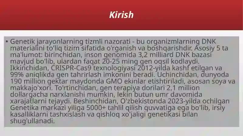 genetik jarayonlarning tizmli nazorati 3