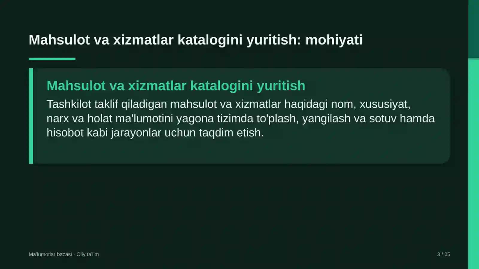 Axborot texnologiyalari sohasida mahsulot va xizmatlar katalogini yuritish 3