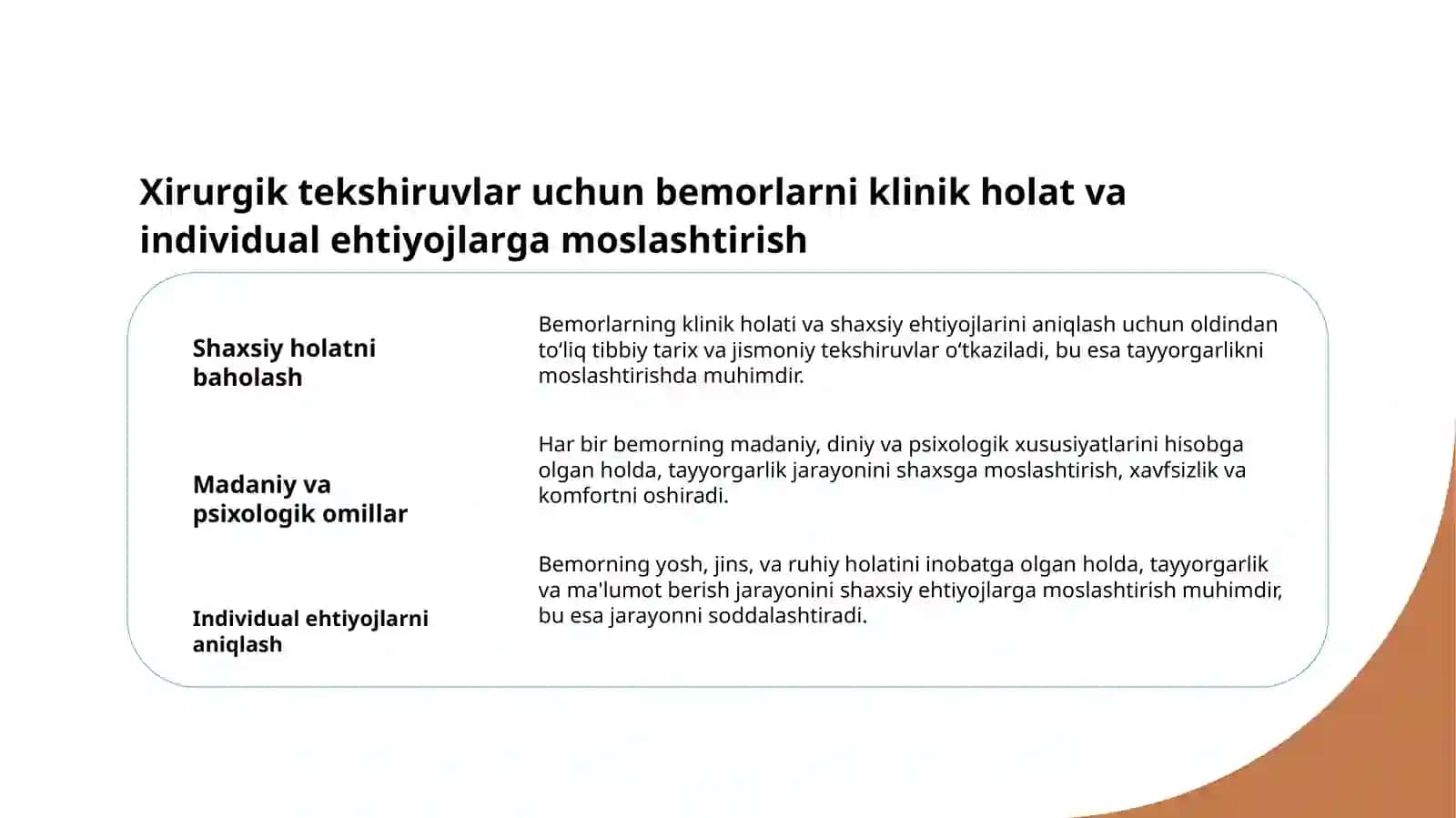 Bemorlarni xirurgik tekshiruvlarga tayyorlash 3