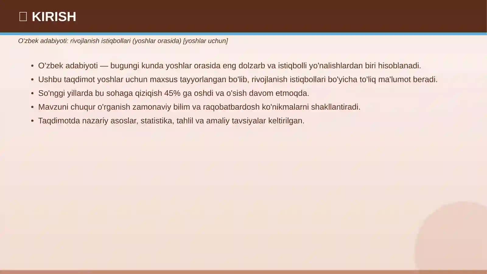 O'zbek adabiyoti: rivojlanish istiqbollari (yoshlar orasida) 3