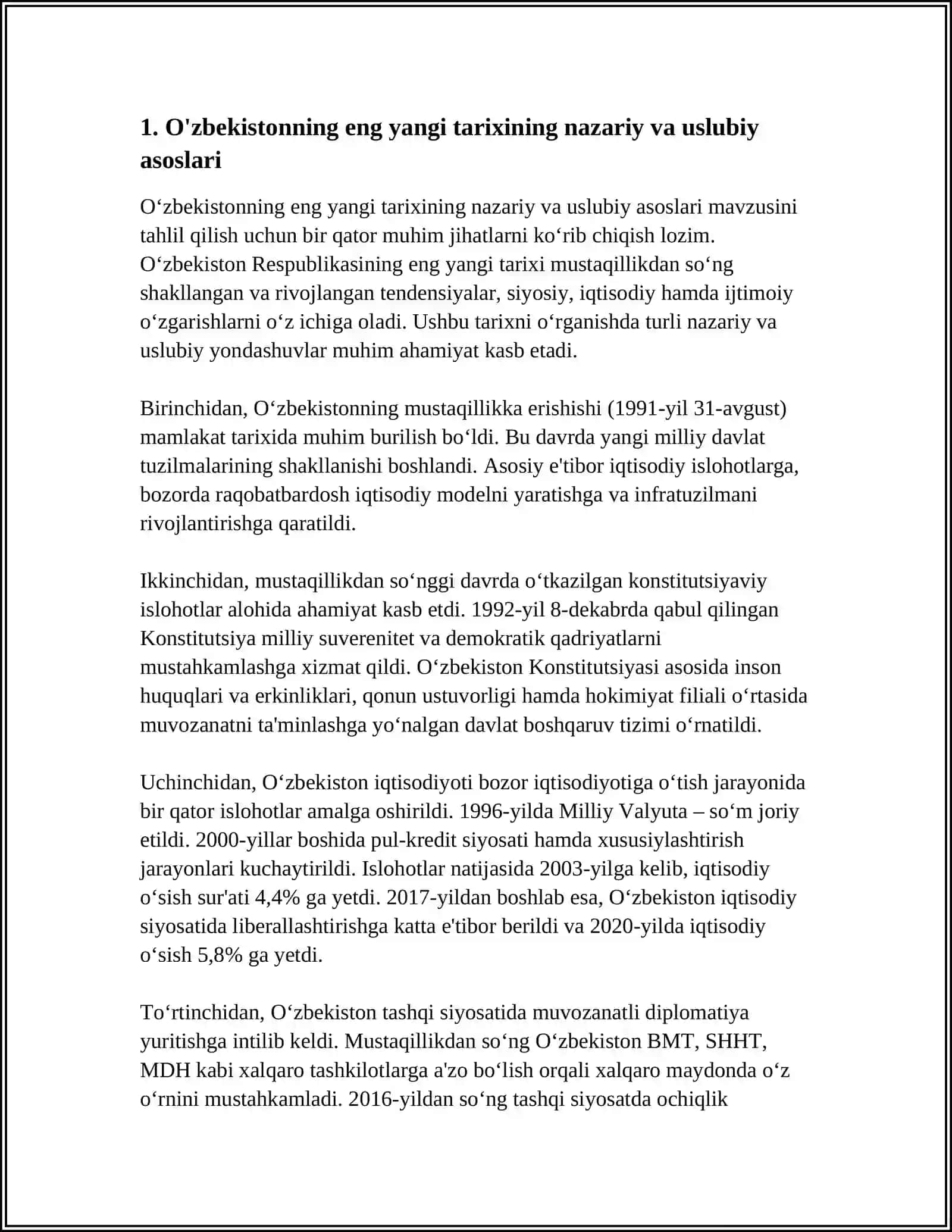 O‘zbekistonning eng yangi tarixi fanini O'rganishning Nazariy-Uslubiy Asoslari 3