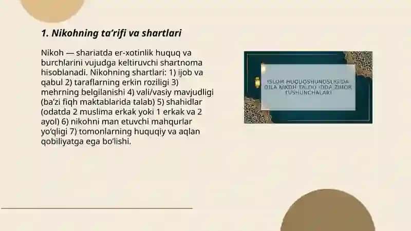 Islom huquqshunosligida oila,nikoh,taloq,idda,zihor tushunchalari 3