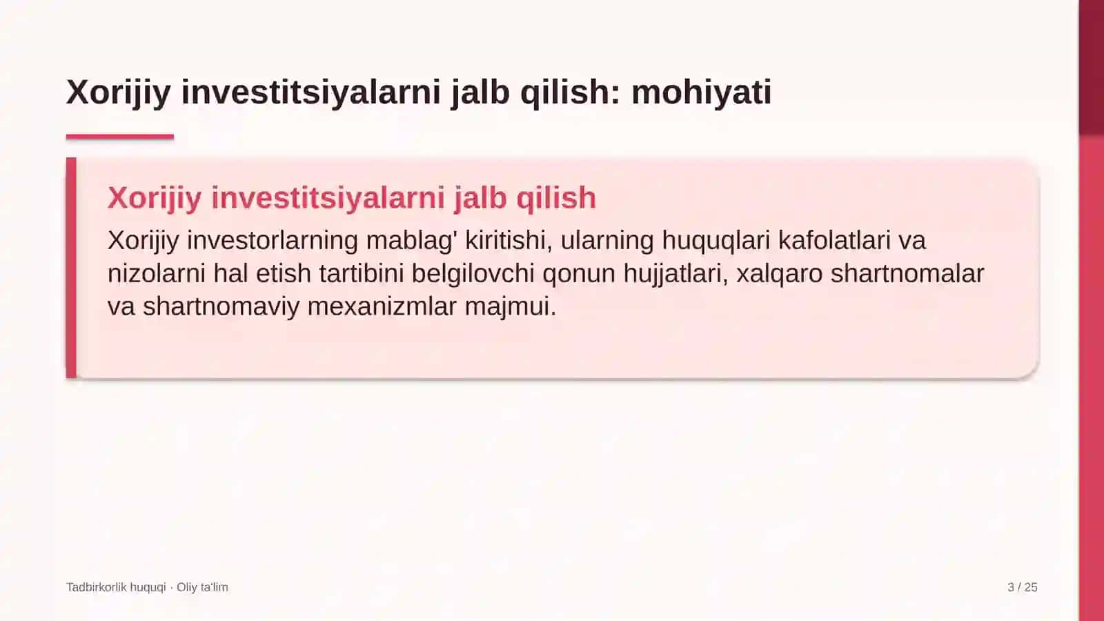 maxsus maktab internatlarda xorijiy investitsiyalarni jalb qilishning huquqiy asoslari 1352 3