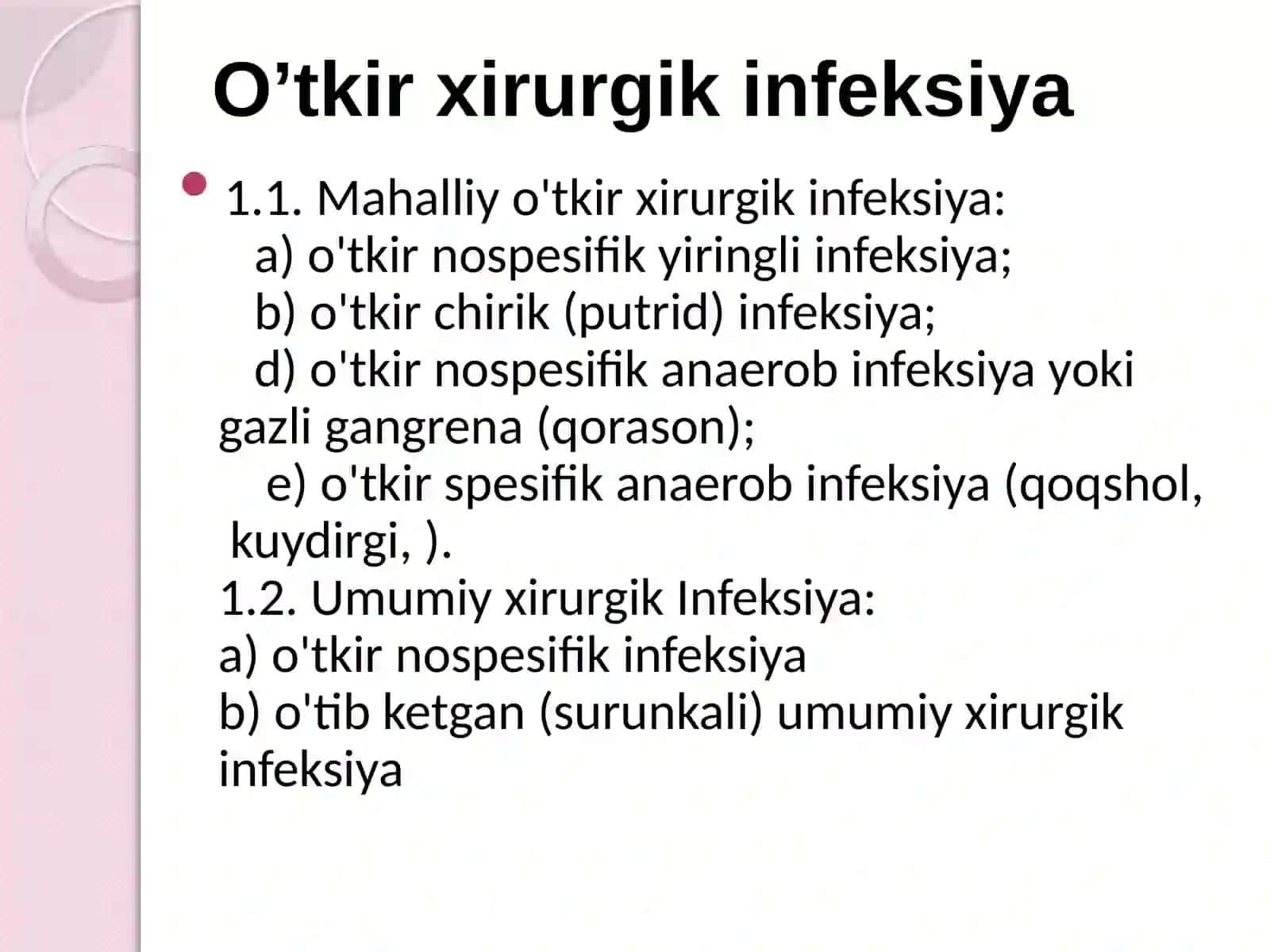O'tkir xirurgik infeksiya kassalliklari va yirringlib o'sqich-davolash 3