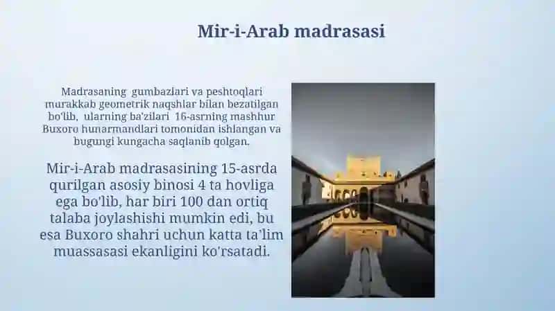 Buxorodagi tarixiy obidalar 3