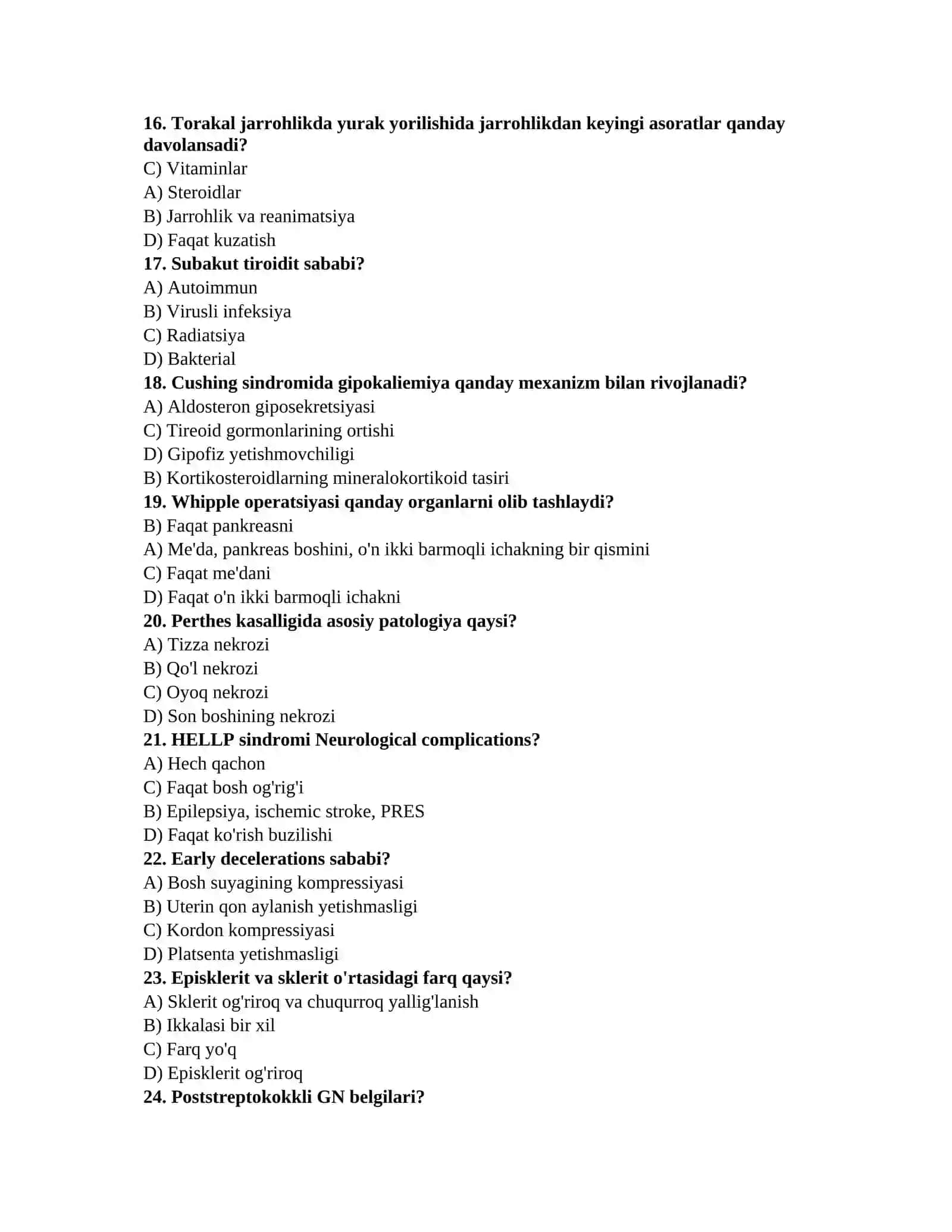 Tibbiyot bilimlari testi 3