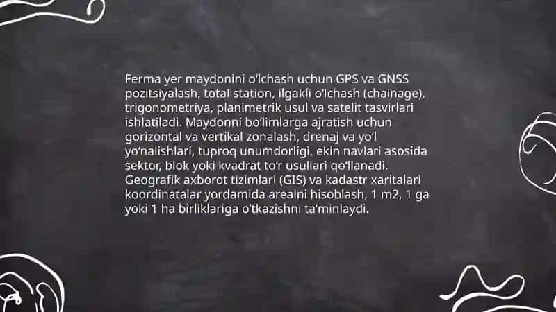 Ferma yerni o‘lchash va bo‘limlarga ajratish usullari 3