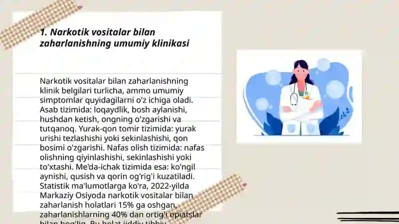 NORKOTIK VOSITALAR BILAN ZAHARLANISH KLINIKASI, DIAGNOSTIKASI, SHOSHILINCH TIBBIY YORDAM. 3