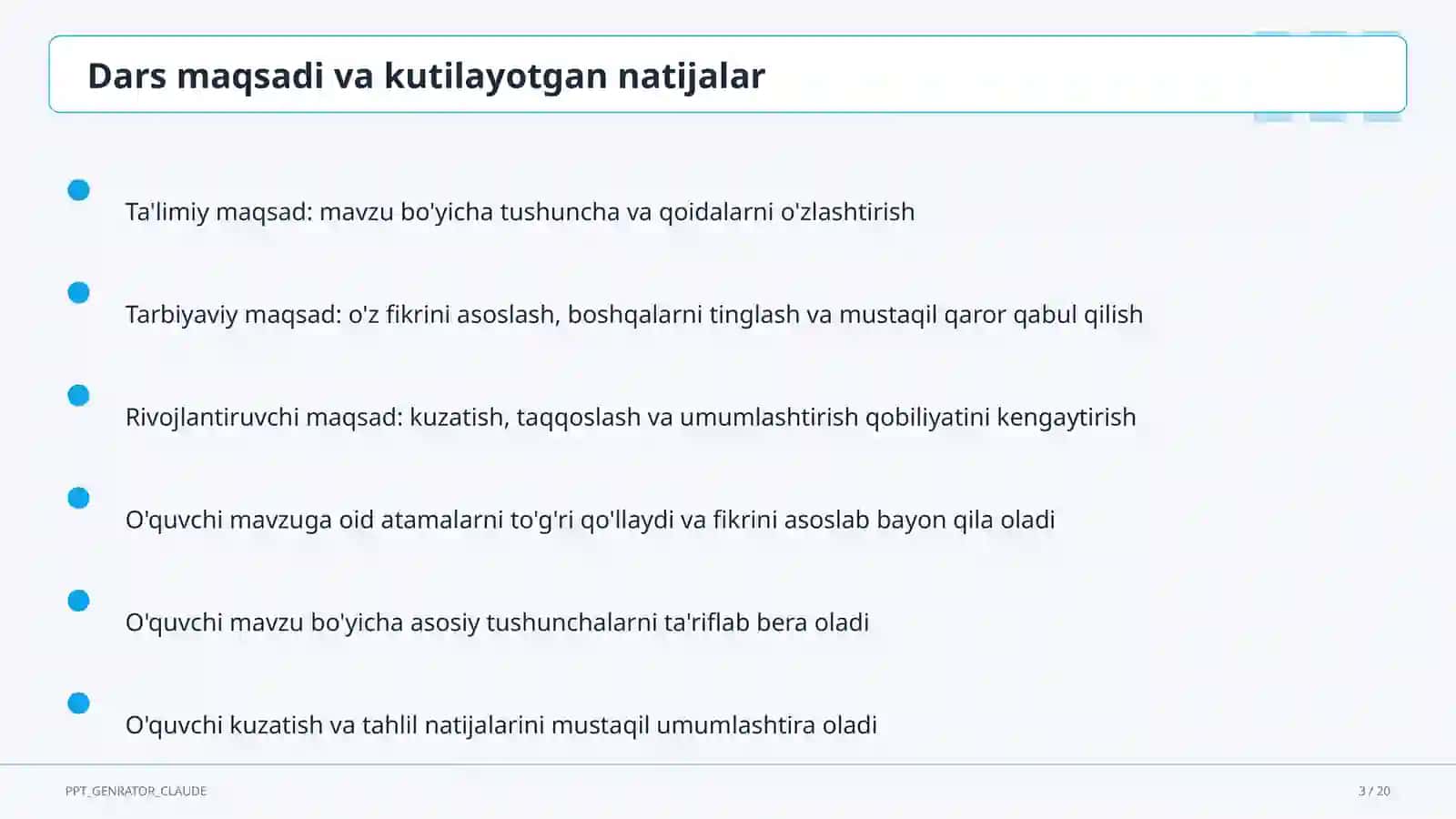 Sinf soati va tarbiyaviy tadbirlar (1–11) 3