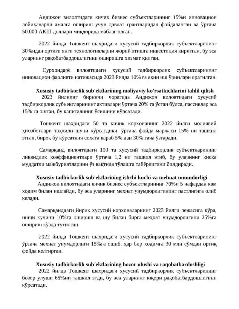Xususiy tadbirkorlik subyektlari faoliyatini tahlil qilish 3