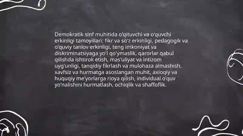 Demokratik jamiyatda o'qituvchi va o‘quvchi munosabatida erkinlik tushunchasi 3