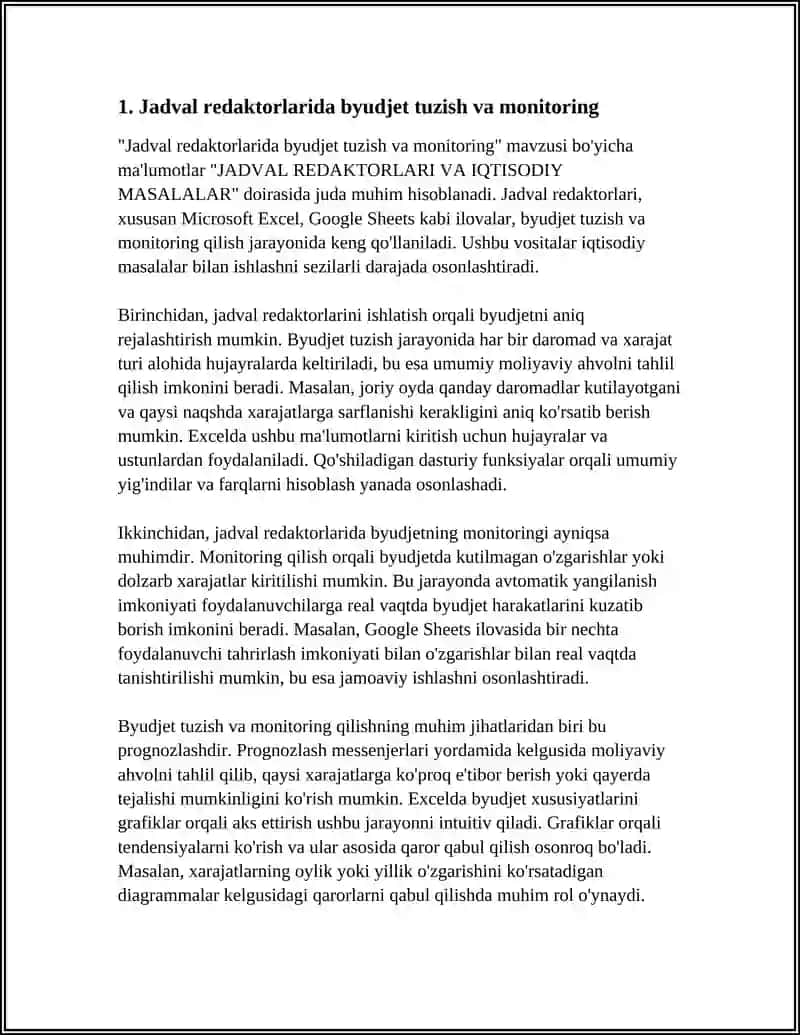 Jadval Redaktorlari va Iqtisodiy Masalalar 3