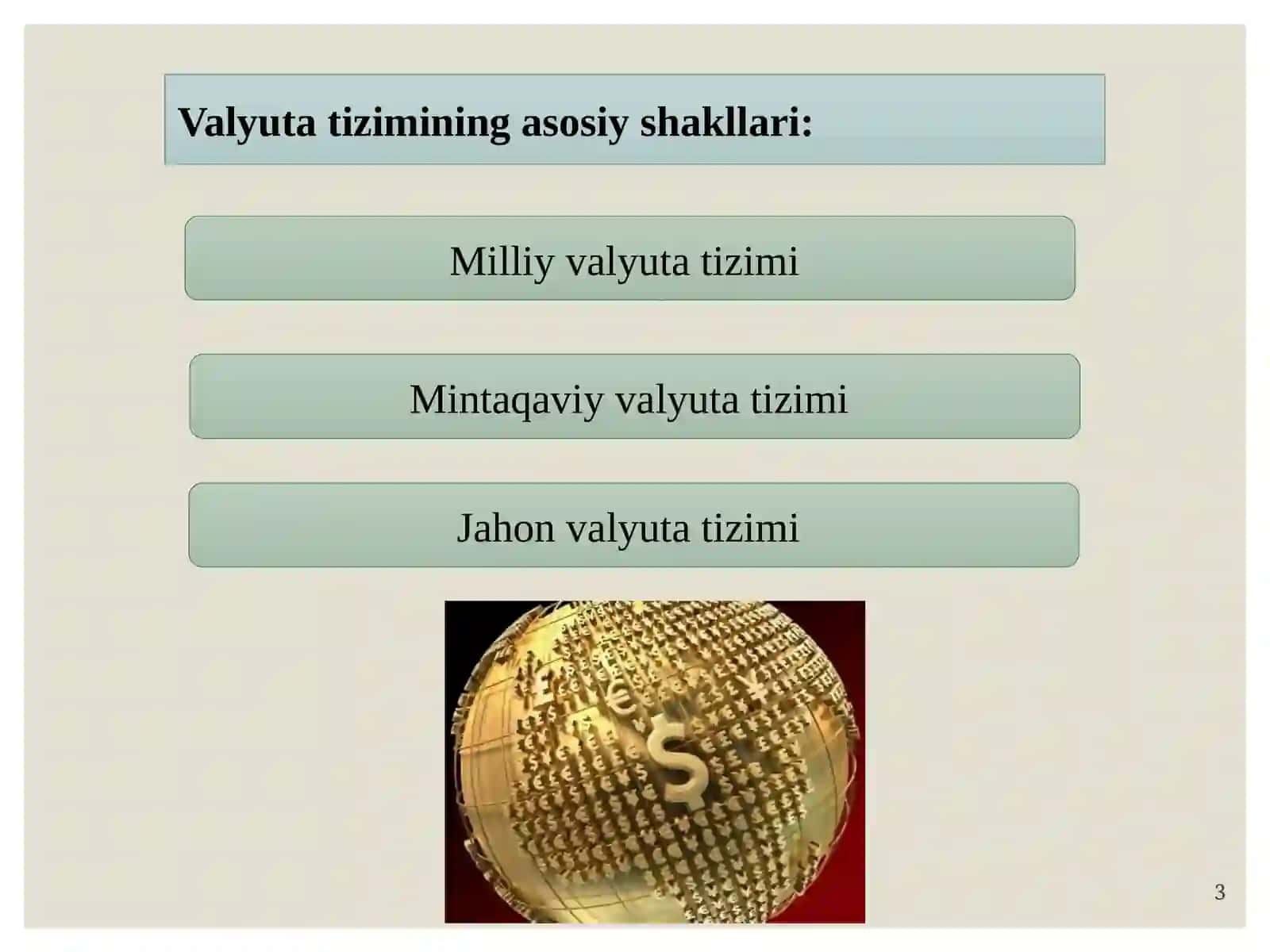 Jahon valyuta tizimi va uning asosiy funktsiyalari va elementlari 3