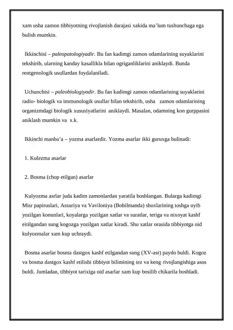 Tibbiyot Tarixi va uning Bulajak Shifokorlar Amaliyoti 3