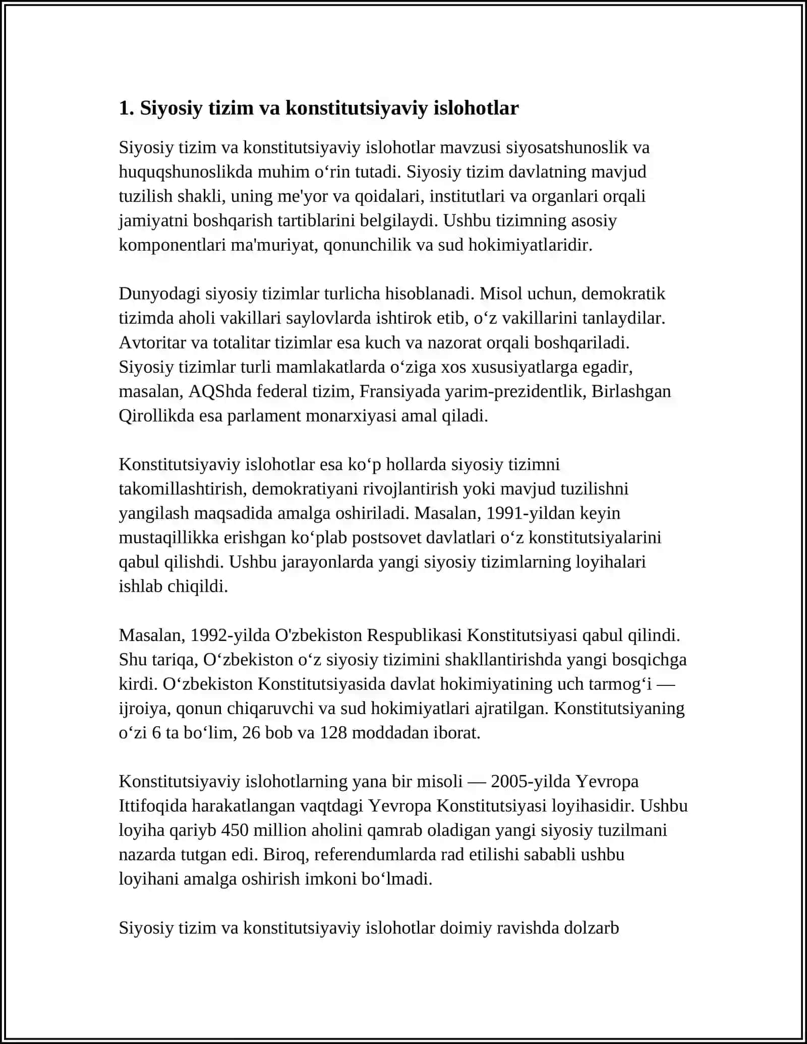 MUSTAQILLIK YILLARIDA DAVLAT BOSHQARUVI TIZIMIDA AMALGA OSHIRILGAN ISLOHOTLAR 3