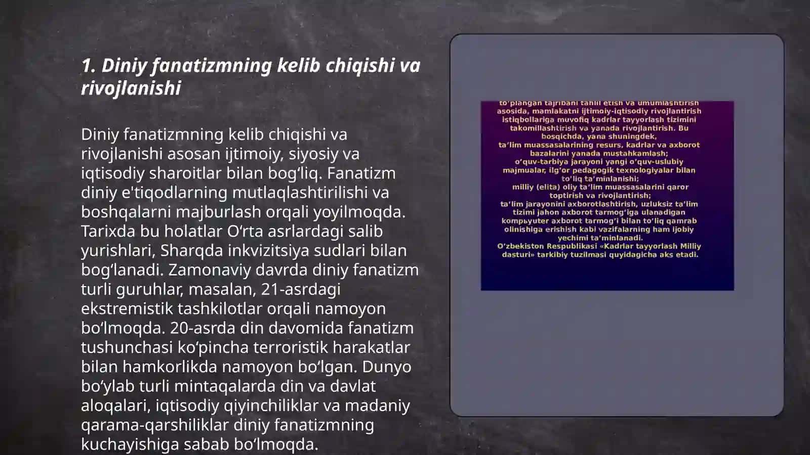 Diniy fanatizm,ekstremizm,fundametalizm va terrorizmning tarixi va hozirgi davrda xavfsizlikga tahdidi 3