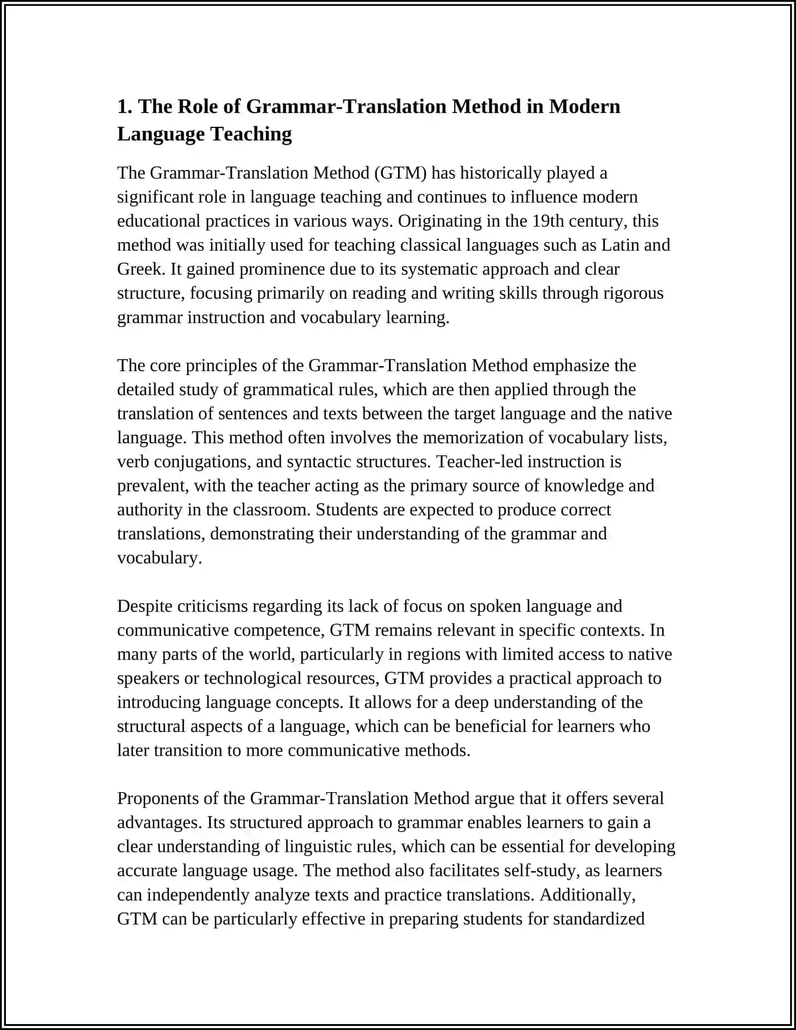 CRITICAL AND ANALYTICAL ESSAY ON FOREIGN LANGUAGE TEACHING METHODS 3