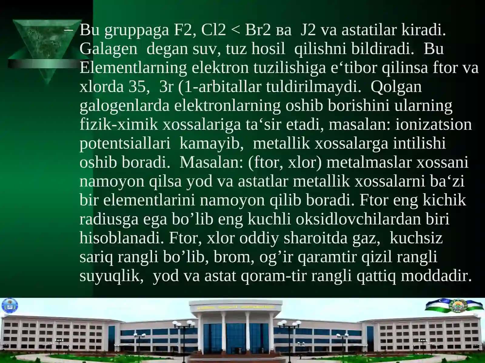 Yettinchi guruhning p-elementlari 3