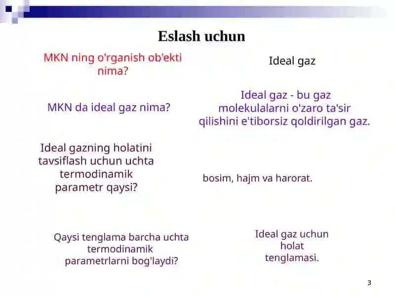 Ideal gaz qonunlari. Real gazlar 3