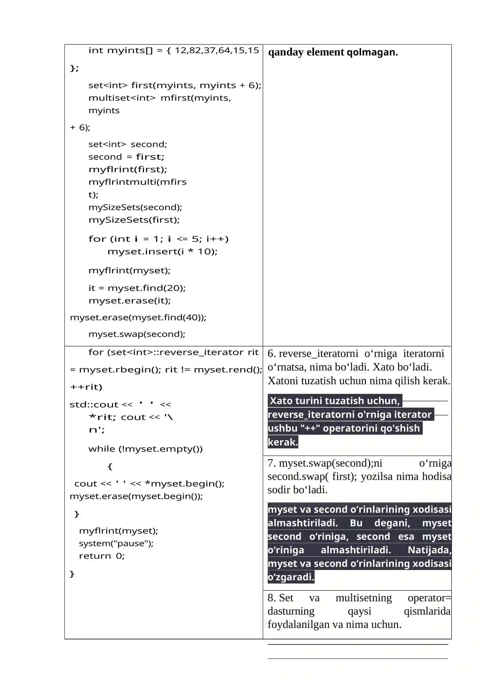 Konteyner sinflar bilan ishlash 3