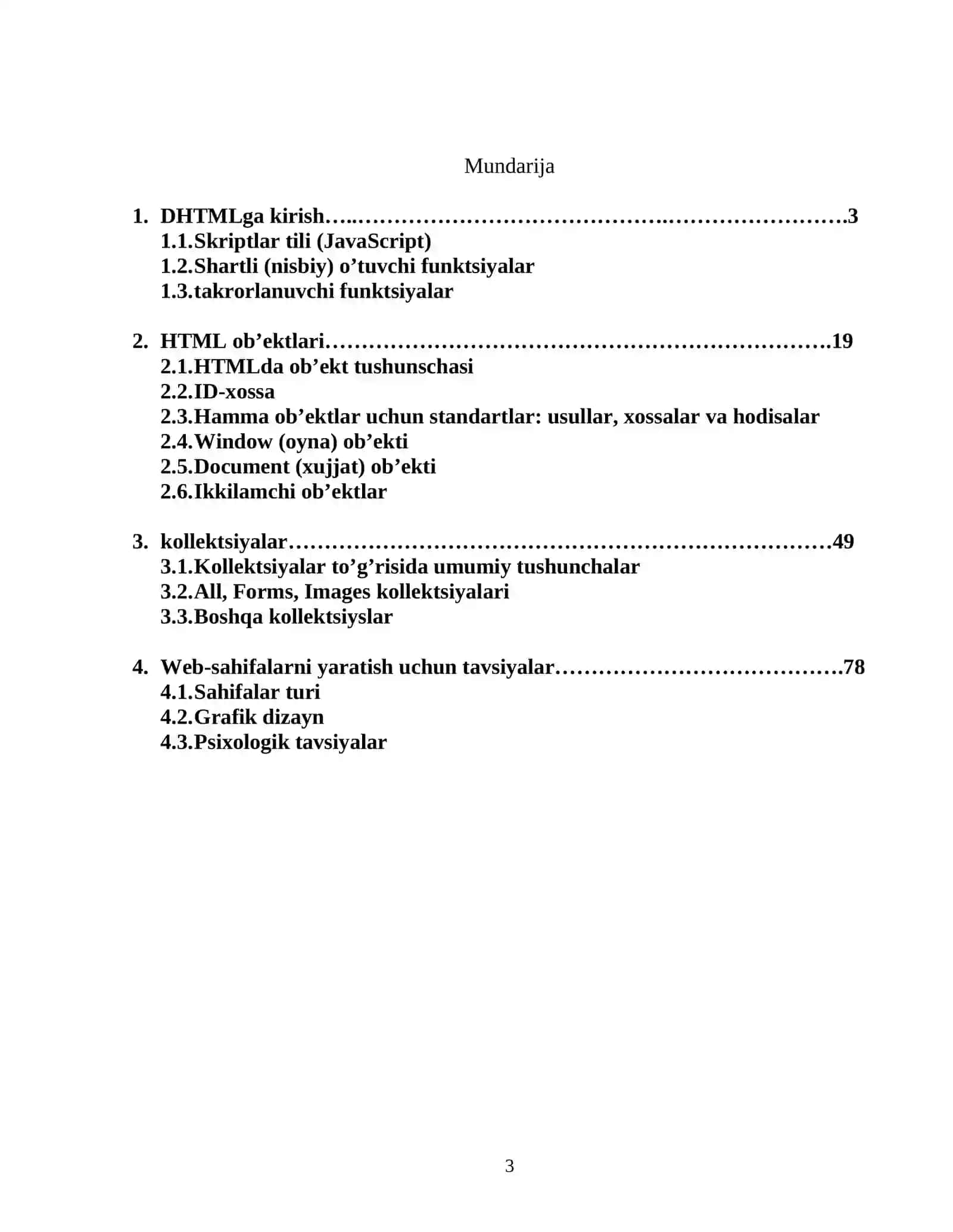 DHTML yordamida Web-sahifa 3